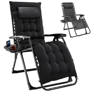 Gianna Zero Gravity Lounge Chair, Heavy-Duty Folding Recliner for Patio & Lawn with Adjustable Backrest, Detachable Cushion, Headrest Pillow & Side Tray