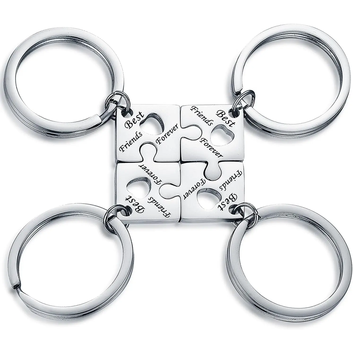 BFF Necklace for 3/4/5/6 Stainless Steel Family Friendship Puzzle Sister Keychain Set
