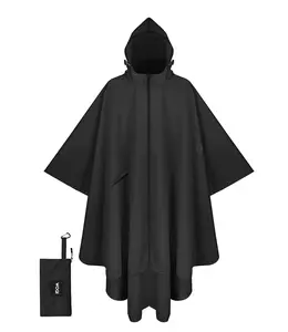 Waterproof Ripstop Rain Poncho with Hood & Storage Bag