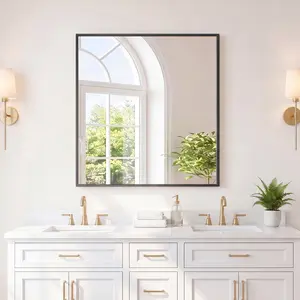 Aluminum Framed Rectangular Bathroom Mirror, HD Tempered Glass Anti-Rust Wall Mirror, Horizontal & Vertical Mount No Distortion Vanity Mirror for Bathroom Decor