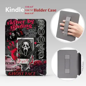 Ghost Design Kindle Protective Case - Compatible with 12th Gen 7.0" Paperwhite & 11th Gen 6.8", 6.0" Kindle 2022/2024,PU Leather Cover with Automatic Sleep/Wake, Handheld Clear Soft Back Handle Pouch, Durable Tablet Casing