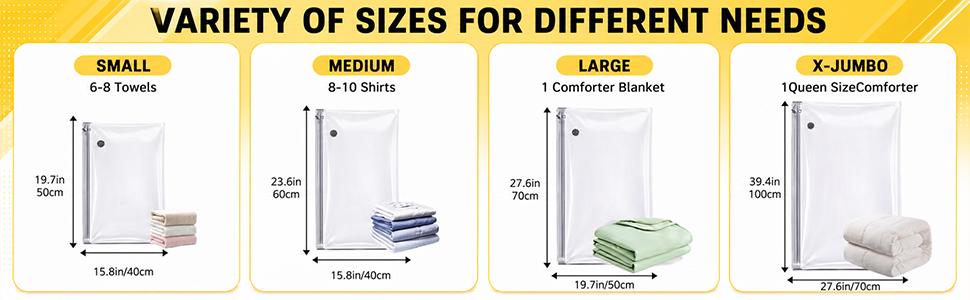 Vacuum Storage Bags with 2-in-1 Wireless Rechargeable Air Pump, Inflate & Deflate Dual Use Space Saver Compression Bags for Travel Luggage, Clothes & Closet Storage, Vacuum Sealer Bags, 15.8*19.7In,back to school shopping