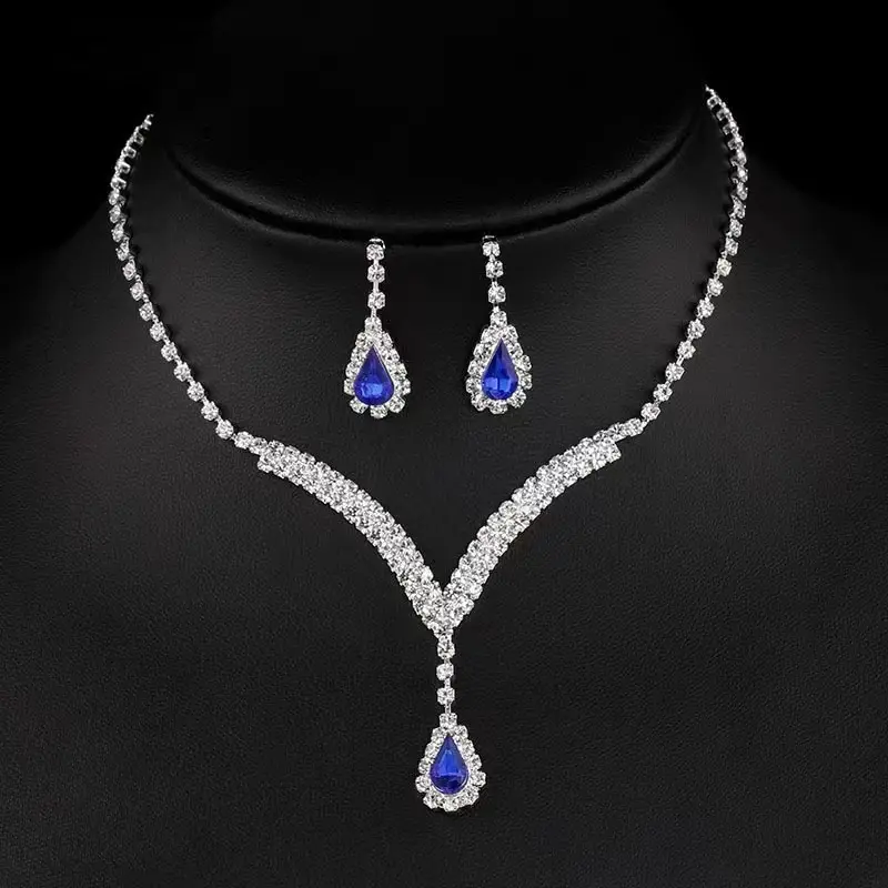 630 Blue Necklace Earnail Set