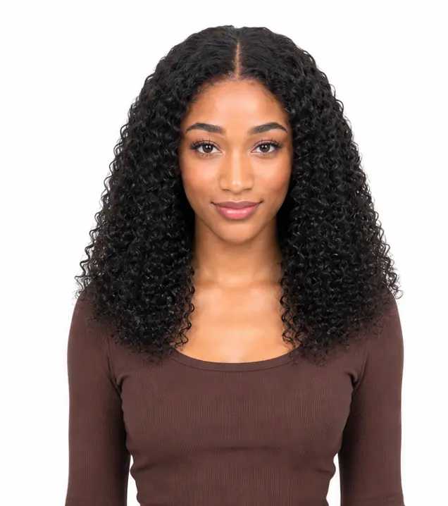 Shewell Jerry Curly 5*5 Front Lace Glueless Human Hair Wig 180 Density Pre-Plucked Drawstring Ready-to-Wear Glueless Frontal Wig