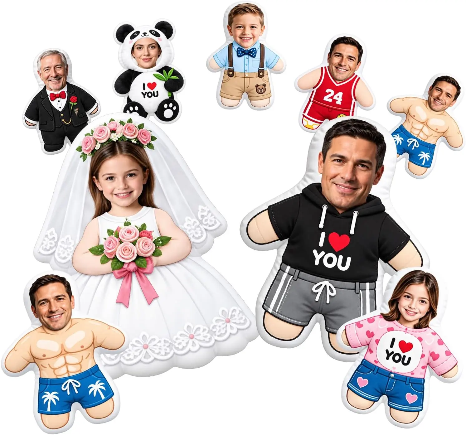 Custom Face Pillow with Photo, Personalized Mini Me Plush Doll plush doll toy