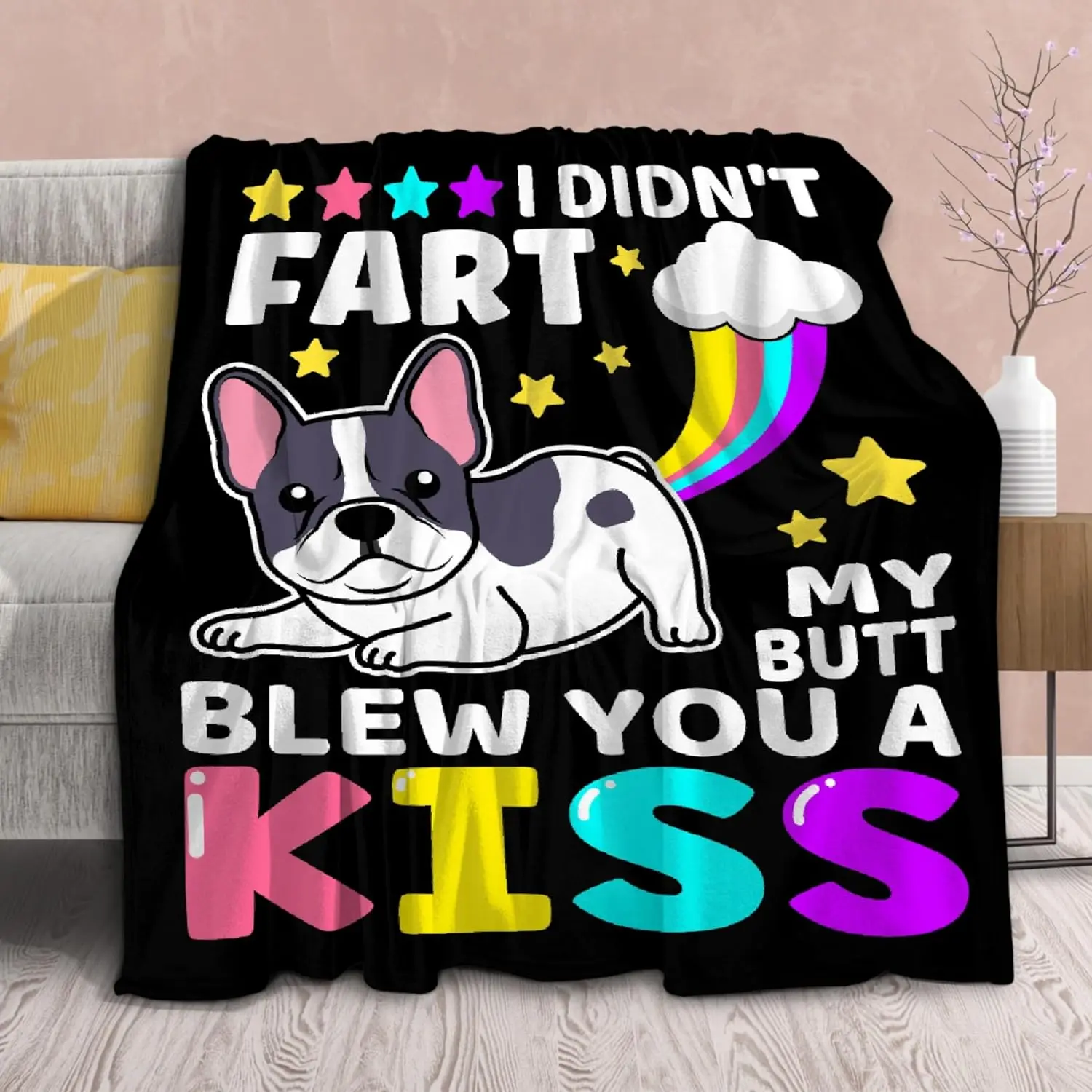 [SummerVibes] Funny Dog Blanket Gift for Girls Boys- Soft Flannel Throws Blankets Funny Gift for Teen Women Men Adult Cute French Bulldog Lover Gifts for Bed Sofa Couch