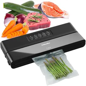MuellerLiving Vacuum Sealer Machine, Compact Vacuum Sealer Kit with Bags/Roll, LED Light Indicators, Preserve, Marinate, Sous Vide, Stainless Steel & Black