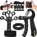 Unisex 4-Piece Grip Strengthener Kit - Adjustable Workout Equipment, Gym Equipment, Rehab-Ready Set (11lb-40lb) with Hand Gripper, Finger Stretcher, Forearm Ring for Muscle Building, Home Gym Use, Ideal for Women Gifts