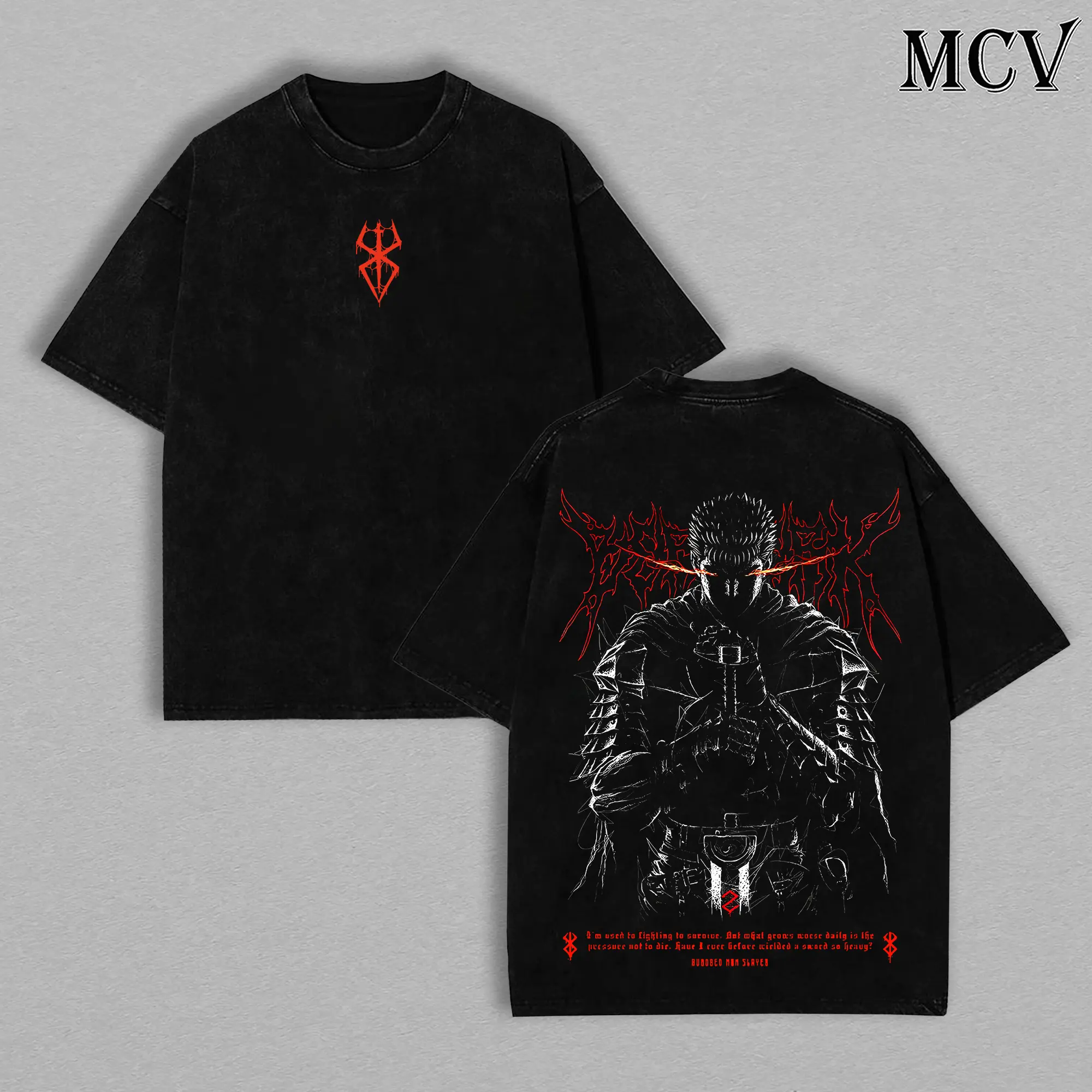 Retro Heavy Limited Guts T-Shirt, Guts Berserk Beast Of Darkness Anime Clothing Double Printed Vintage Unisex Oversize Anime Manga Merch Washed Heavyweight Cotton T-shirt, Gift For Anime Fan
