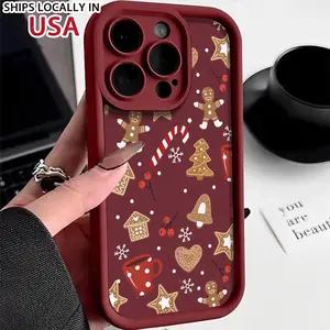 Cute Christmas Themed Pattern Soft TPU Phone Case, Shockproof Phone Protective Cover, Phone Accessory Compatible with iPhone 11 12 13 14 15 16 Pro Max