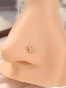 2pcs Butterfly L-Shaped Nose Rings, Nose Piercing Jewelry, Stainless Steel Casual Jewelry for Women, All Season Wearable Accessories Decoration