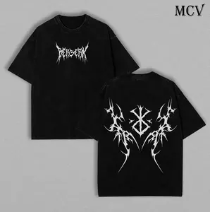 Limited Edition Brand of Sacrifice Berserk Anime Double Printed Oversize Lightweight Acid Washed Graphic Tee, Gift For anime lover
