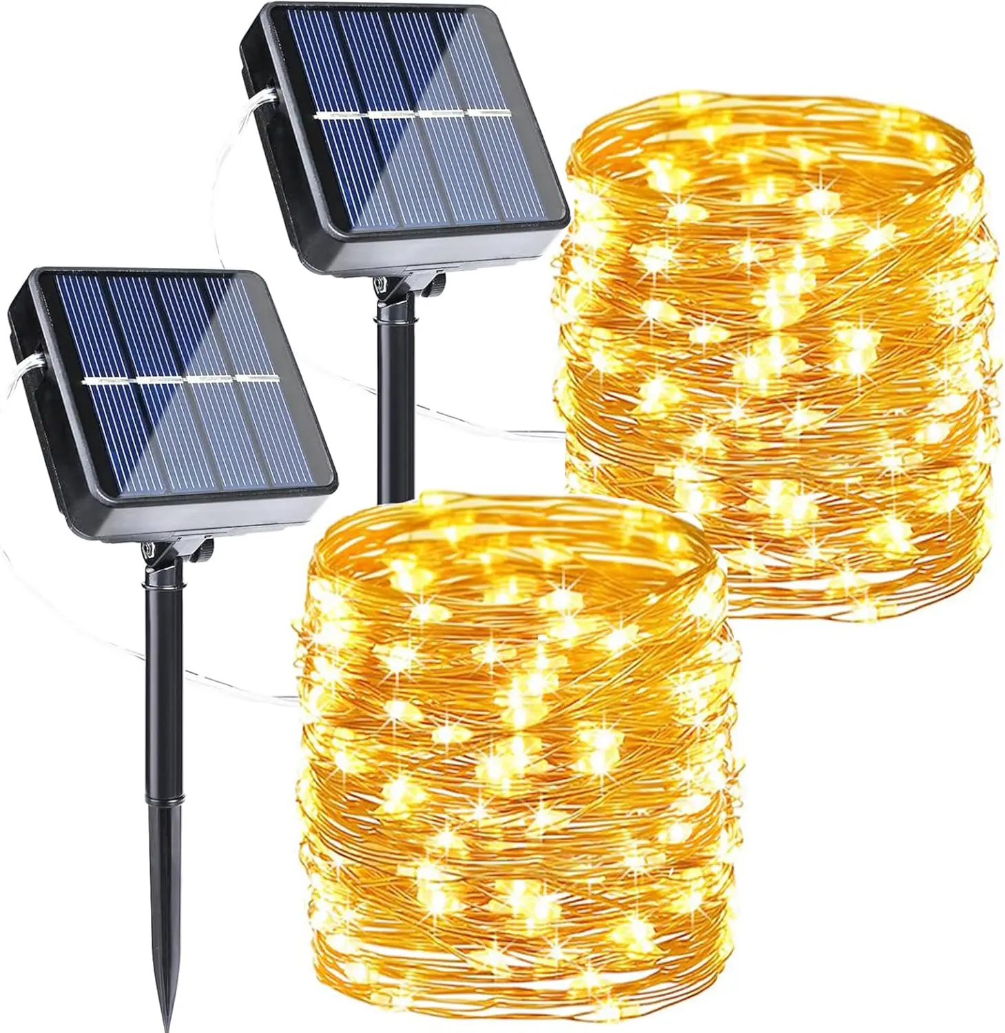 2-Pack Solar Fairy Lights Outdoor, 200 LED Super Bright Solar String Lights, 8 Lighting Modes, Waterproof Decorative Lights for Garden, Patio, Backyard, Fence & Christmas Decor