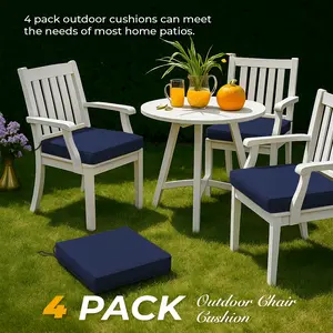 PEACE NEST 4 Pack Waterproof Outdoor Chair Cushions for Patio Furniture, 18.5x16x3 Inch Thick Seat Pads with Ties, Washable Patio Chair Pads for Garden Balcony Dining Father's Day Gift