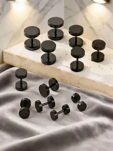 12-Piece Stainless Steel Barbell Earring Set, Multiple Sizes Available, Unisex Fashion Jewelry, Perfect for Daily Wear or Parties