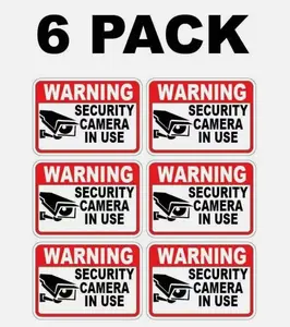 6x Security Video Surveillance Burgler Sticker Decal Warning Sign Camera in Use