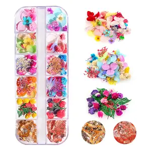 108PCS Dried Flowers for Nail Art - 33 Color Lovely Natural Flower Nail Art, 2 Color Foil Nail Art, Nail Art Accessories Kits, Dried Flowers for Resin Molds, YWLI (Dried Flowers + Foil)