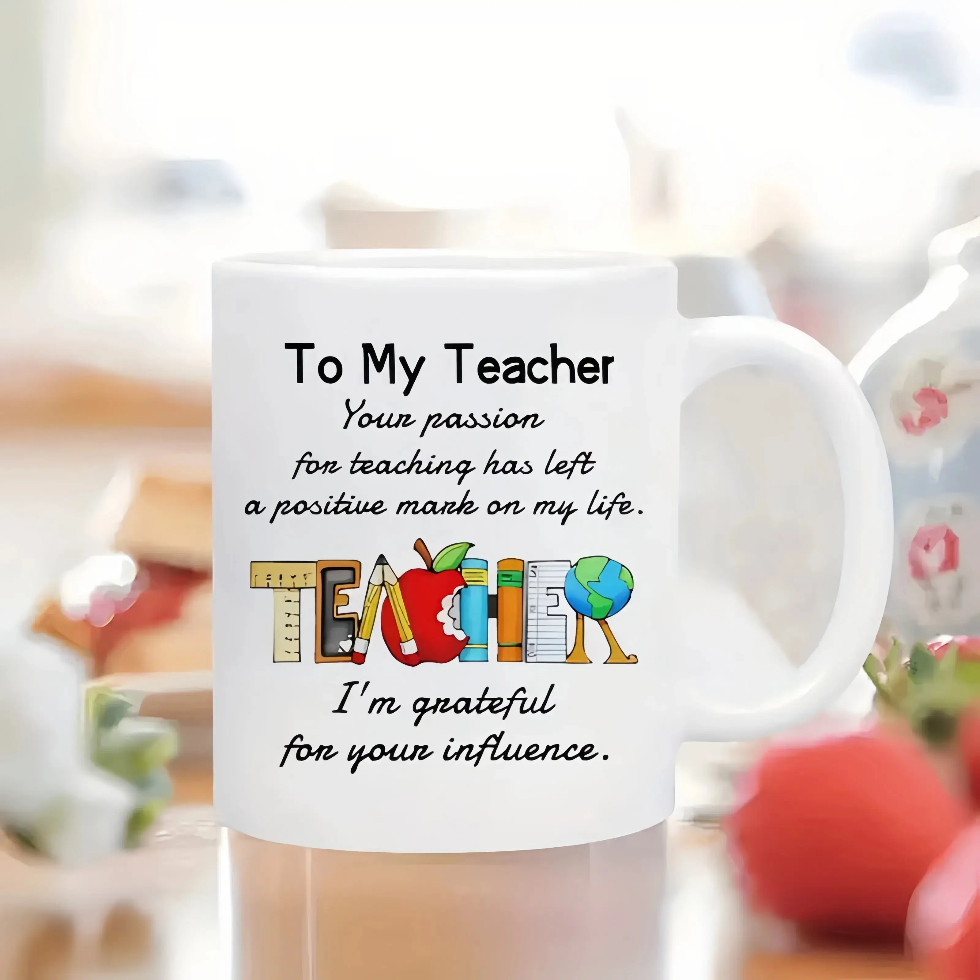 Ceramic Teacher Appreciation Coffee Mug – 11-ounce Reusable Novelty Mug for Men and Women, Machine Washable, Perfect for Graduation, Christmas, and Thanksgiving Gifts Classic Drinkware