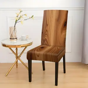 2pcs/4pcs/6pcs elastic chair covers with 2D flat printed wood grain style patterns, Dining Chair Slipcover. The elastic chair covers are used to decorate the seat protection covers, and are suitable for restaurants, kitchens, weddings, and parties.