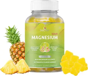 Magnesium Gummies 200mg Glycinate Supplement 60 Count for Relaxation, Stress Relief & Sleep - Tangy Pineapple Flavor - Healthcare Dietary Product