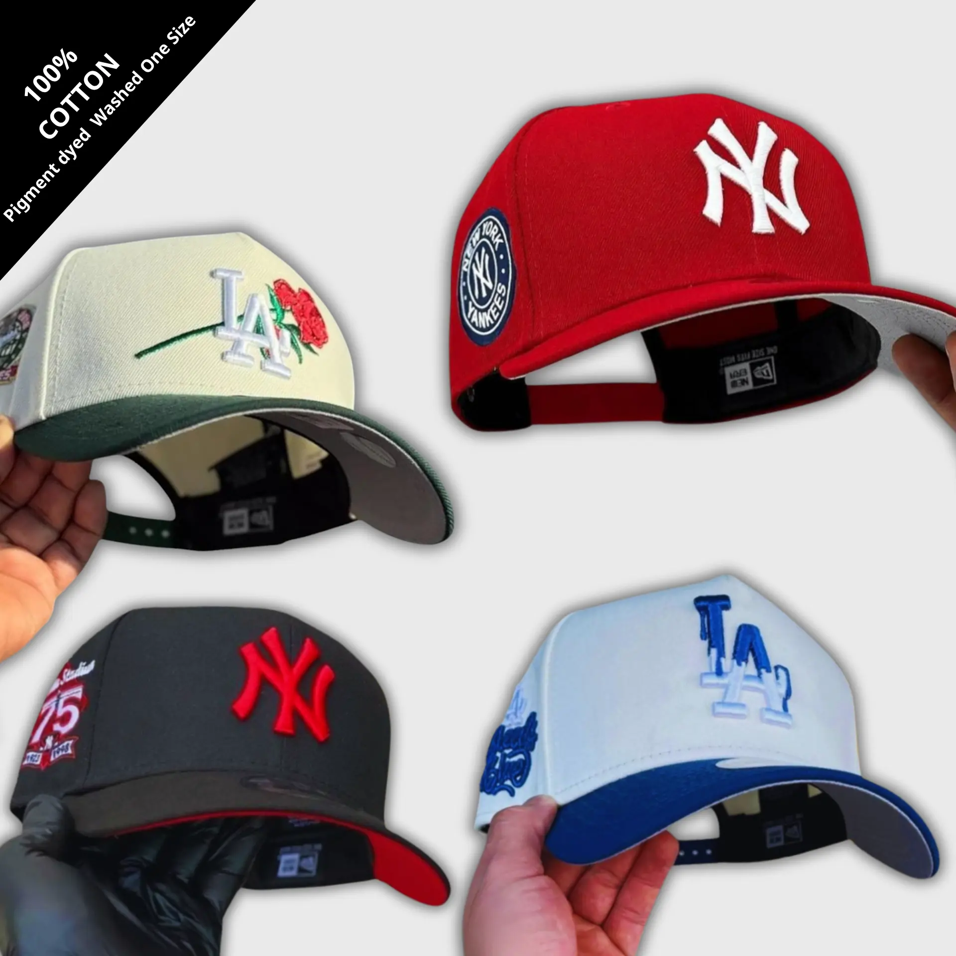 New Era MLB Los Angeles Dodgers & New York Yankees Adjustable 9FORTY 59FIFTY Baseball Hat – Snapback Gorras de Béisbol Hombre Mujer, Premium Curved Brim Streetwear Cap, Urban Fashion, Classic Vintage Sport Look, TikTok USA Trend