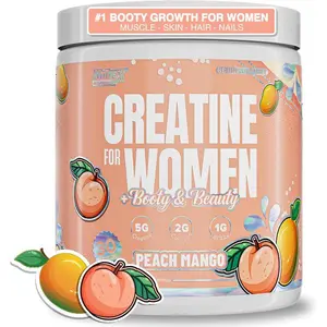 Nutrex Research Creatine for Women Booty & Beauty – Peach Mango Flavor – 5g Creatine with Collagen, BCAAs & Hyaluronic Acid for Glute Growth, Strength & Skin Health – 30 Servings