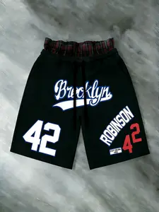 Viral Brooklyn 42 Robinson Graphic Shorts! | Retro Streetwear Fleece Shorts | Comfort Drawstring Casual Summer Shorts | Trendy Hip Hop Basketball Style For Men | Perfect For Daily Wear & Weekend Outfits