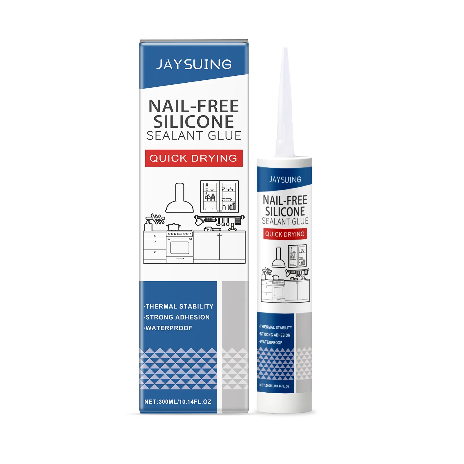 Jaysuing Nail-Free Silicone Blend Sealant Glue - Acetone-Resistant Raw Rubber Adhesive with Excellent Sealing Effect, Precise Formula for Household Wood, Cermet, Plastic, Automobile Applications