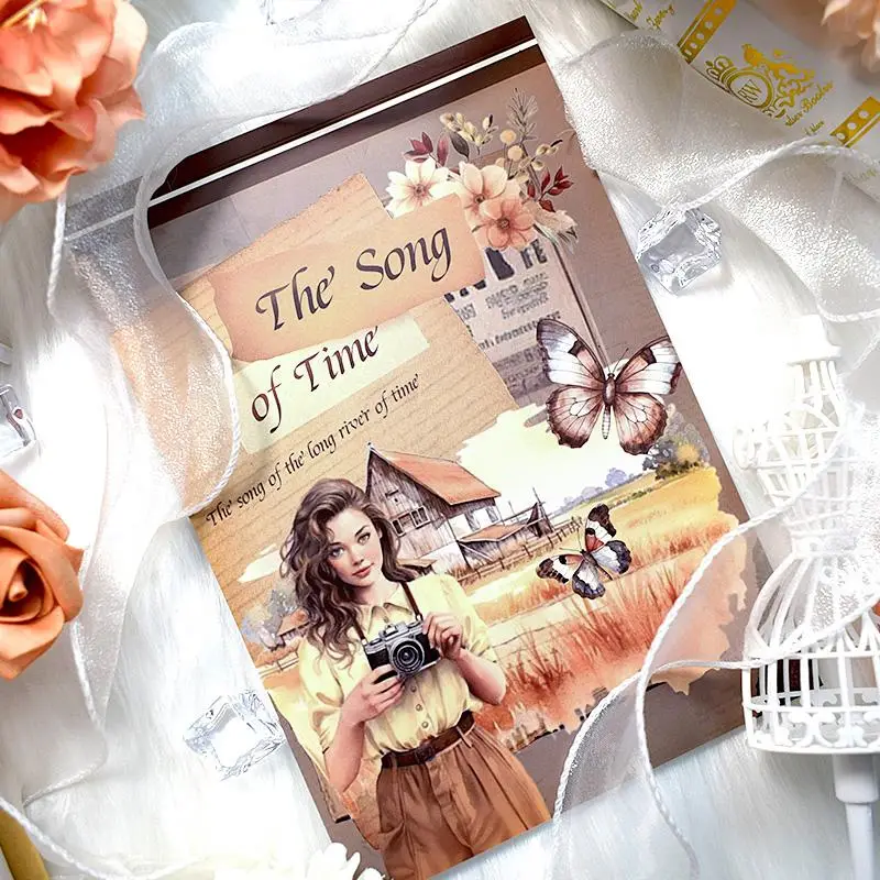 Vintage Girl & Flower Pattern Sticker (20sheets/book), Waterproof Self Adhesive Decorative Stickers, DIY Decals for Water Bottle, Laptop, Phone Case,