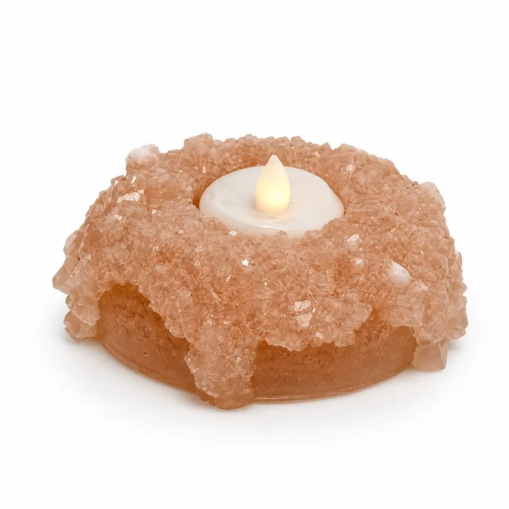 Candlelit Calm Crystal Tea Light Holder | Pink