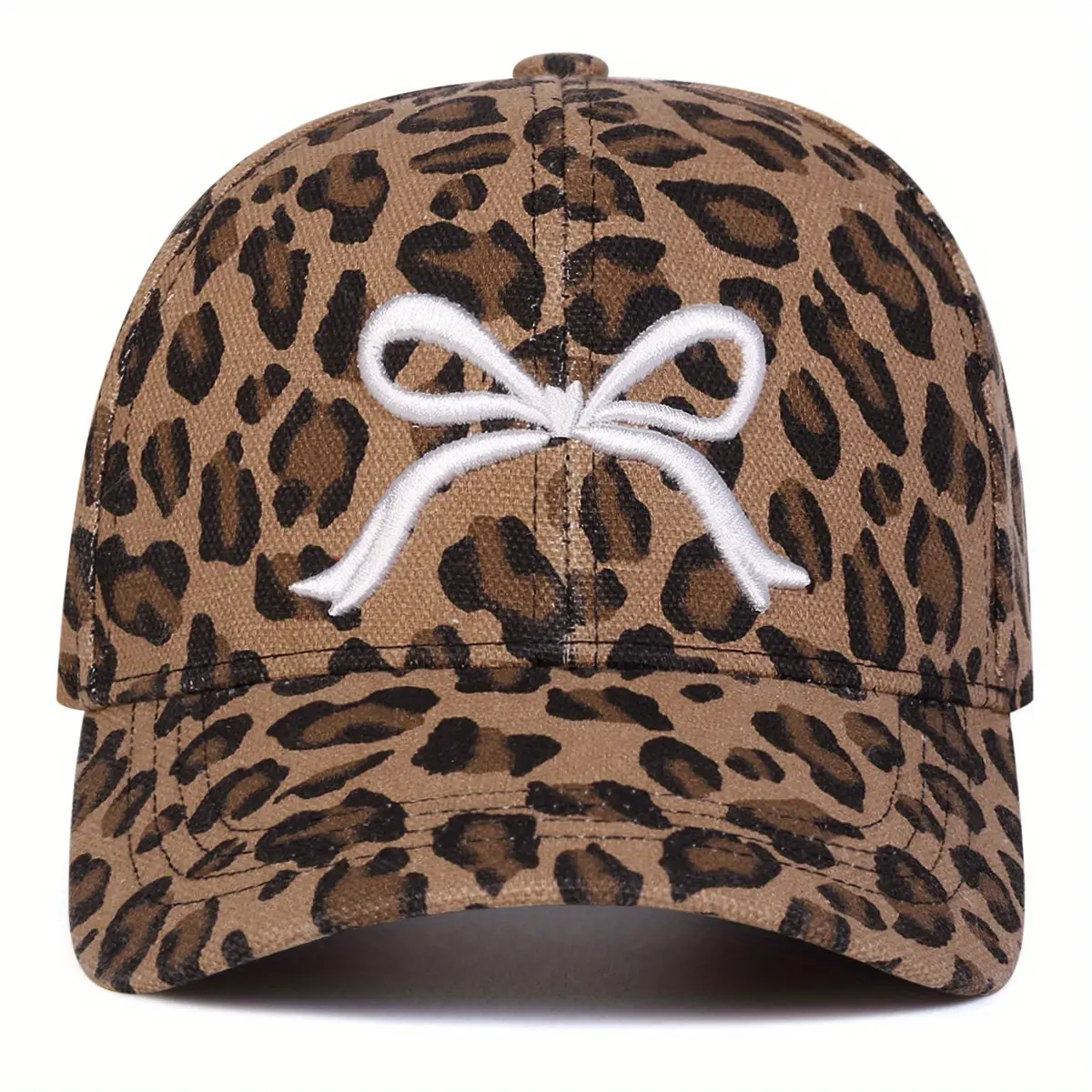 San Diego Hat Company Tan Sun Hat with Leopard Bow Straw Hat with Leopard Print Bow - Classic Summer Hat  main image 4