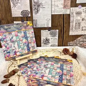 Scrapbooking Paper Pad, 12 Sheets Clouds & Rainbow Background Scrapbooking Paper, DIY Decorative Papers for Bullet Journaling, Collage Art, Greeting Cards