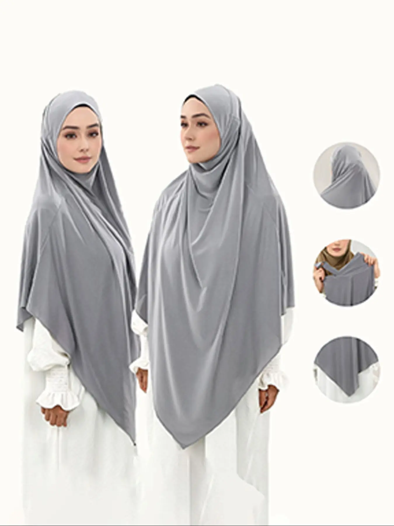 Women's Stretchable Lace-Up Instant Jersey Hijab For Muslim, Stretchy Soft Elastic Fabric Headscarf Suitable for Various Occasions, Modest Design, Modesty