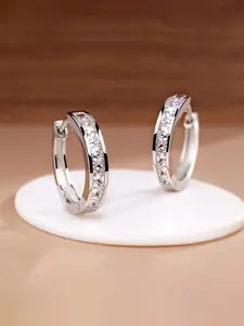 Elegant Zircon Cubic Oxide Ring Earrings for Women, Fashionable Earrings, High Quality Earrings, Special Occasion Jewelry, Lightweight Fashion Accessory, Metal Coated Copper Chain