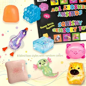 8pcs/set - Novel style sensory stress relief toy blind box set, Soft Squishy Sensory, small and exquisite, soft to the touch, creative release slow rebound pinch, stress relief toy, suitable for small gifts at parties and gatherings