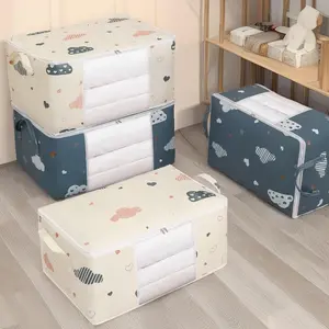 Bedding Storage Bag, 1 Count Zipper Clothes Storage Bag with Handle & Transparent Window, Quilt Down Jacket Clothes Storage Bag, Organiser, Bedroom Storage Organizer