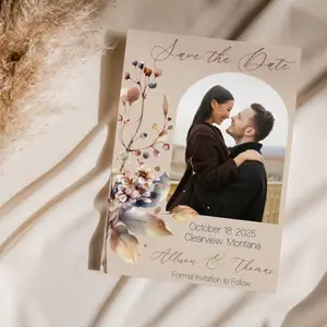 Boho Fall Wedding Save the Date, Unique Save the Date