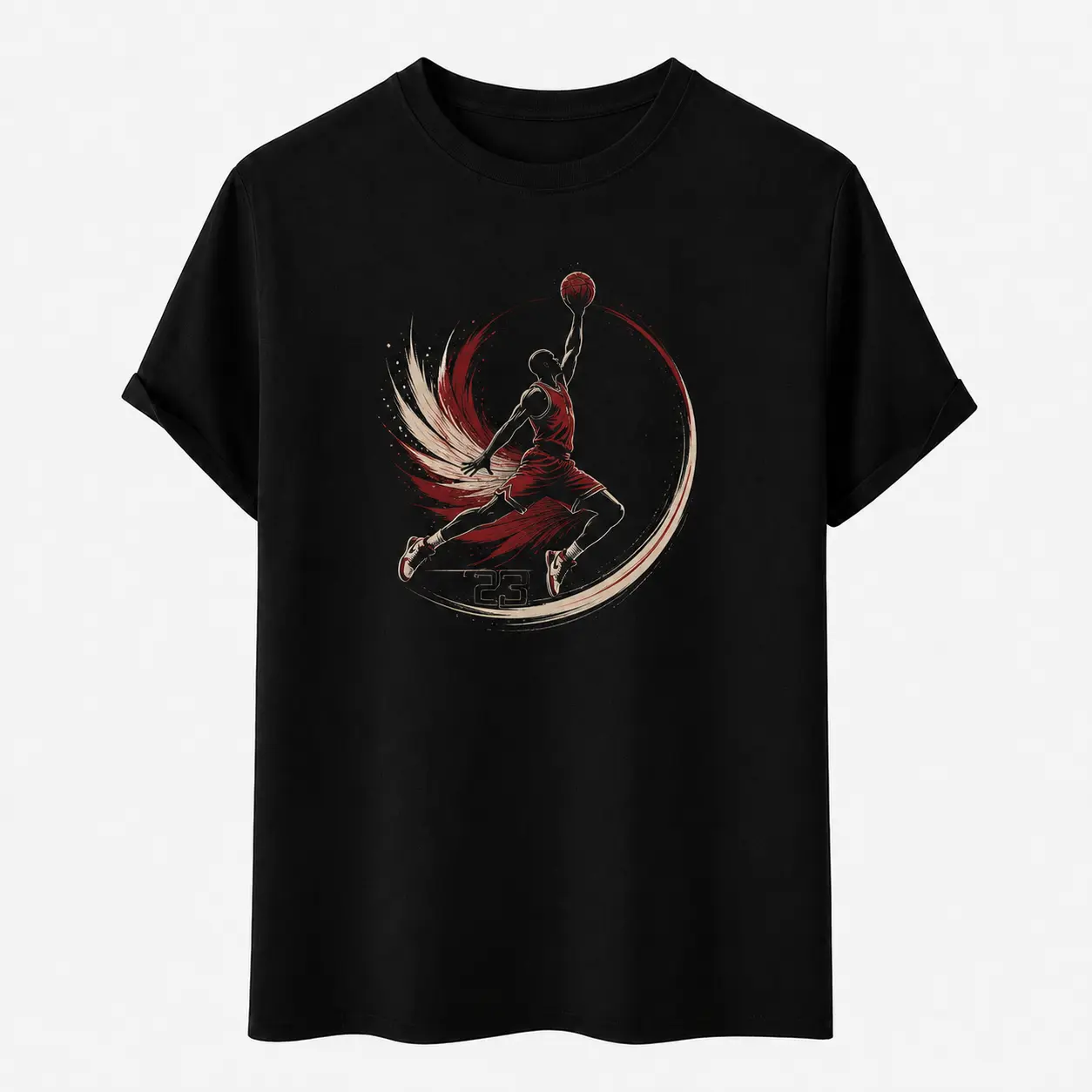 23 Legend Dunk Red White Brush Stroke Basketball Player Graphic Unisex Sports T-Shirt