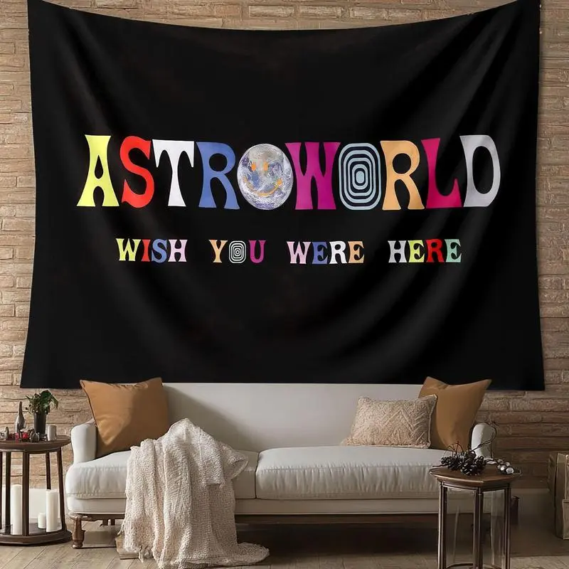 1pc Astroworld Bold Graphics Flag Banner - Men's Indoor Wall Decor for Dorm, Party Decor, Hassle-Free Hanging Home Supplies Tapestry, Indoors