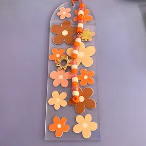 Flower Bookmark with Orange Beads and Decorative Flowers for Book Lovers