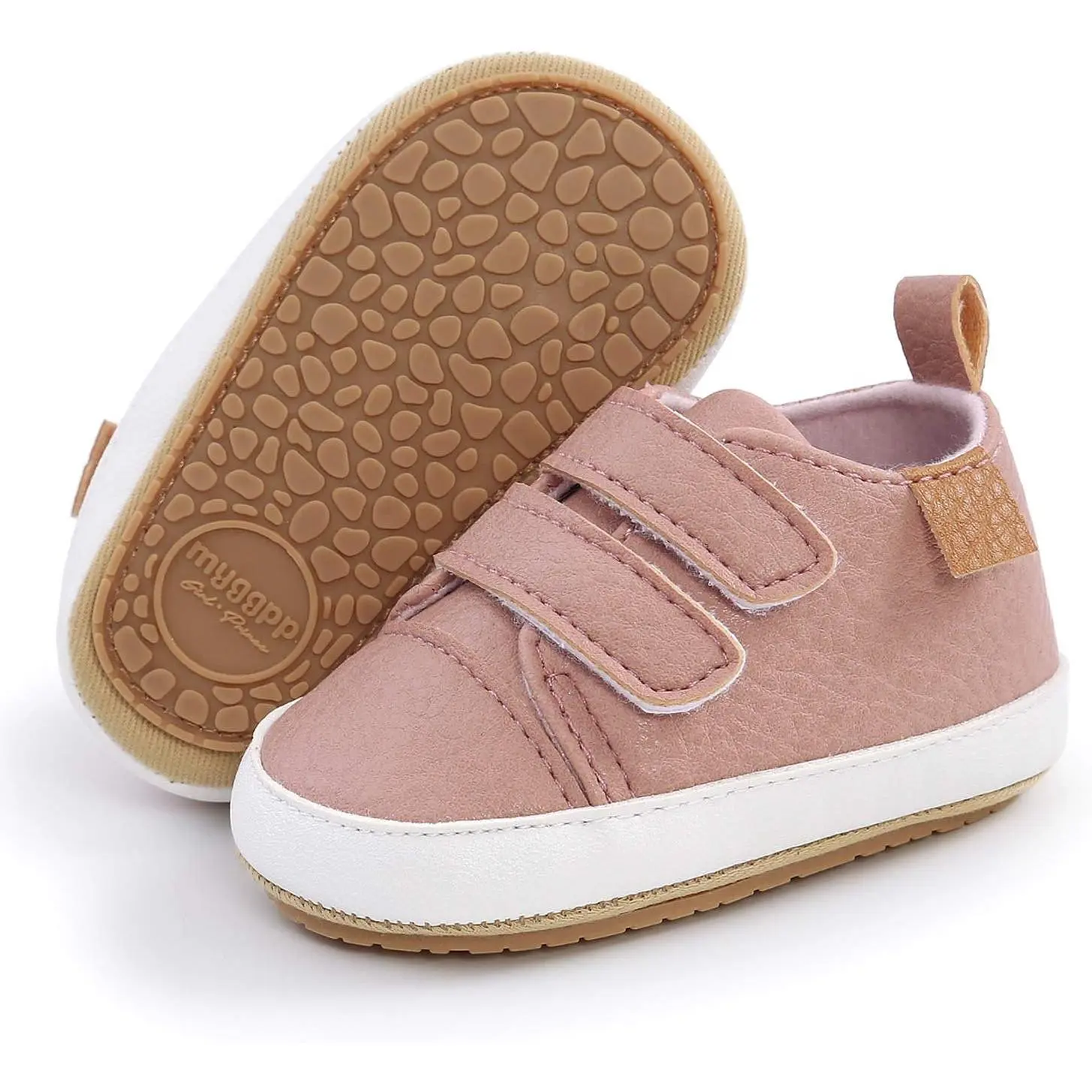 Unisex Toddler High Top Sneakers in PU Leather, Soft Anti-Skid & Flexible First Walker Shoes for Baptism & Photography, Ages 0-18 Months, 12 - 18 Months