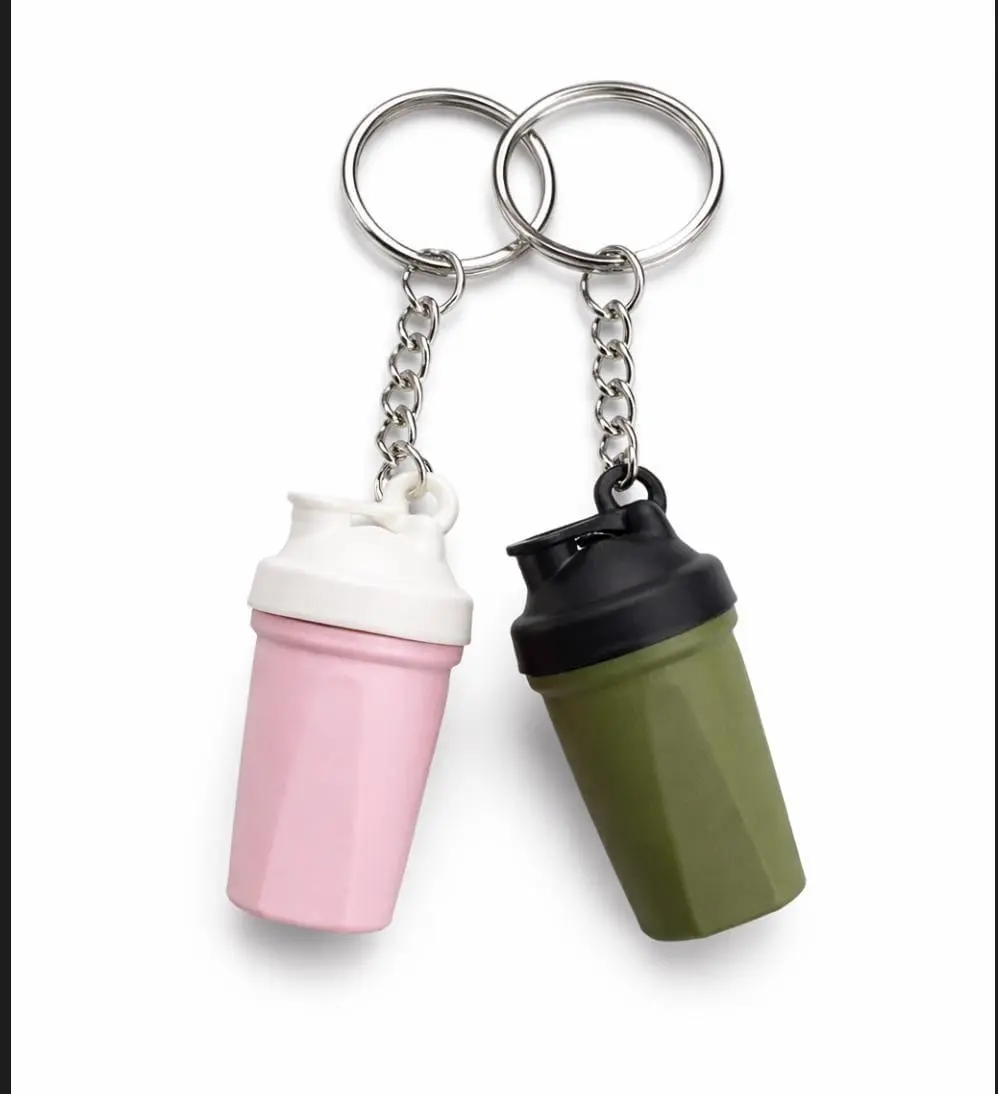 Cute Unisex Compact Shaker Cup Keychain, Lightweight Everyday Kitchen Accessory, Backpack or Purse Attachment (Color May Vary)