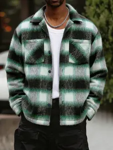 Unisex Plaid Jacket Coat, Classic Casual Street Style Fashion, Button Front, Lapel Collar, Loose Fit, Spring Fall Winter, Perfect Gift for Boyfriend