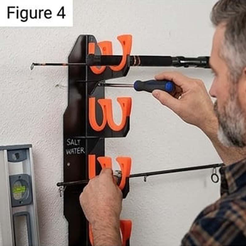 Space-saving 2-piece fishing rod rack | Wall-mountable or ceiling-mounted, featuring soft TPU padding and ABS plastic construction, suitable for storing surf fishing, spinning, aluminum alloy, and trolling rods (accommodates up to 5 rods)