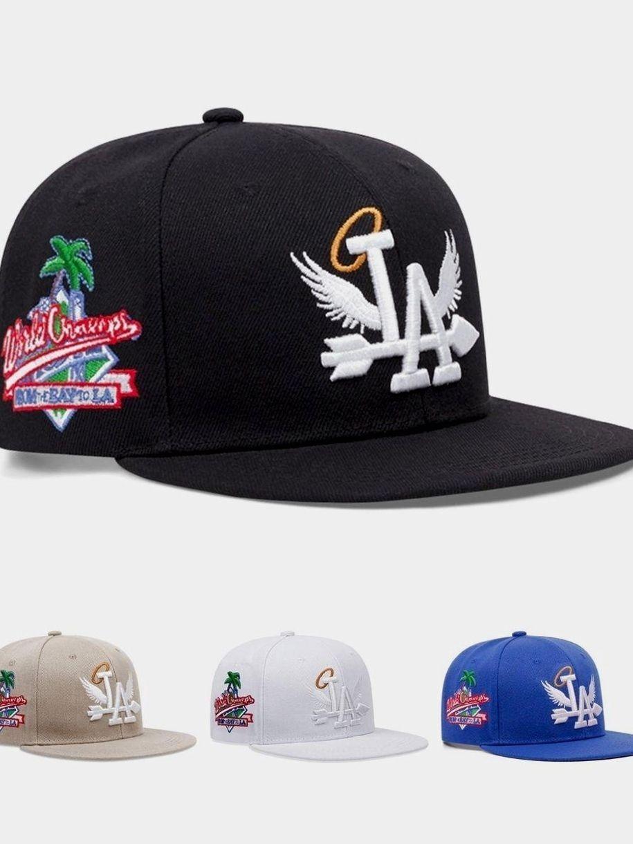 2026 New Personalized Creative Baseball Hat LA Wings Side Coconut Embroidered Skateboarding Hat Street Fashion Hip Hop Hat Outdoor Leisure Sports Sunshade Hat Daily Commuter Decorative Hat Male Female Same Style Flat Edge Hat