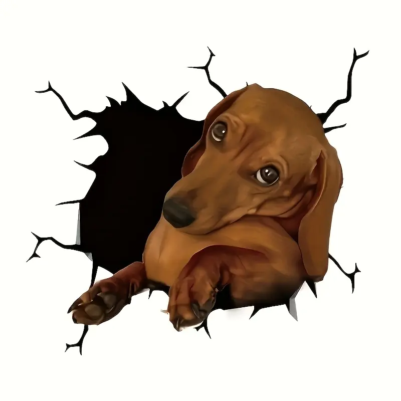 1PC Goofy “Hole-Peeking Dachshund” Decor Decal Sticker This contrast-cute fun sticker (suitable for notebooks/backpacks) with hole outline + soft puppy feels like a “secretly popping-out cutie”, goofy and eye-catching in daily use