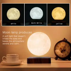 HCNT Magnetic Levitation Moon Lamp Romantic Atmosphere Lamp Creative Lamp Touch Adjustable Light Color Home Decoration Creative Gift