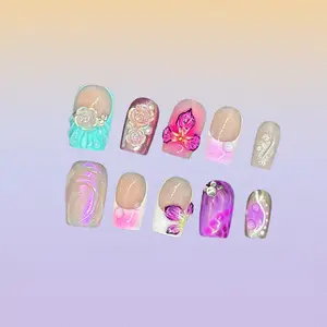Bling by Allie -MERMAID PURPLE - 100% Handmade Press-On Nails | Resusable, Salon Quality, Long Lasting