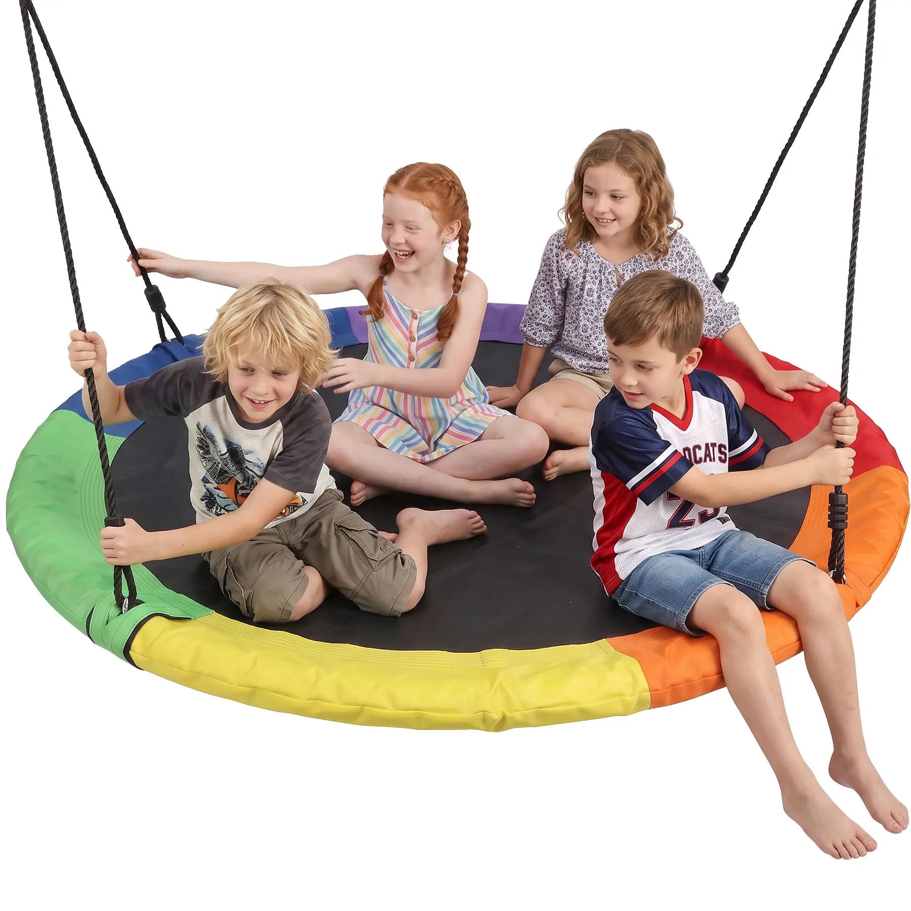 Zeny 60-in Large Saucer Tree Swing, 660lbs Capacity, Height-Adjustable, for Family Outdoor Backyard Fun, W/2 Hanging Straps