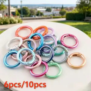 6/10 Pack 25mm O-ring spring keychain AB color change metal texture durable metal DIY handmade material bag pendant accessories keychain jewelry making (colorful mixed color) jewelry making accessories bag pendant accessories high quality metal material.